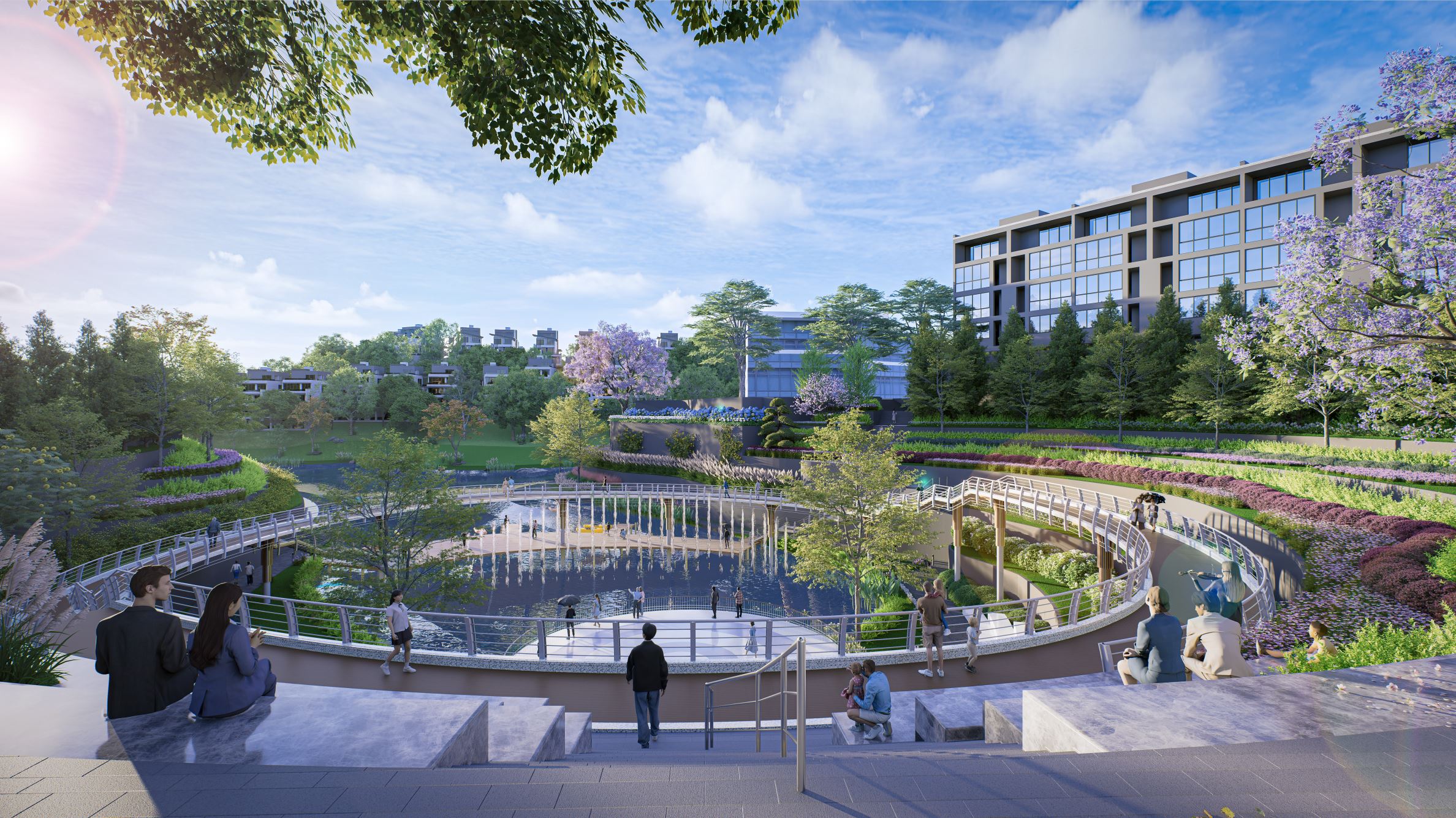 Phối cảnh hồ cảnh quan của dự án Evergreen Estate tại Lạng Sơn