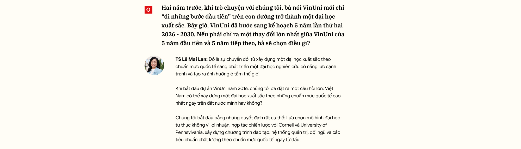 TS Lê Mai Lan: Gần 10 năm theo đuổi giấc mơ đưa VinUni vào Top 100 thế giới ảnh 2 TS Lê Mai Lan: Gần 10 năm theo đuổi giấc mơ đưa VinUni vào Top 100 thế giới - Ảnh 2.